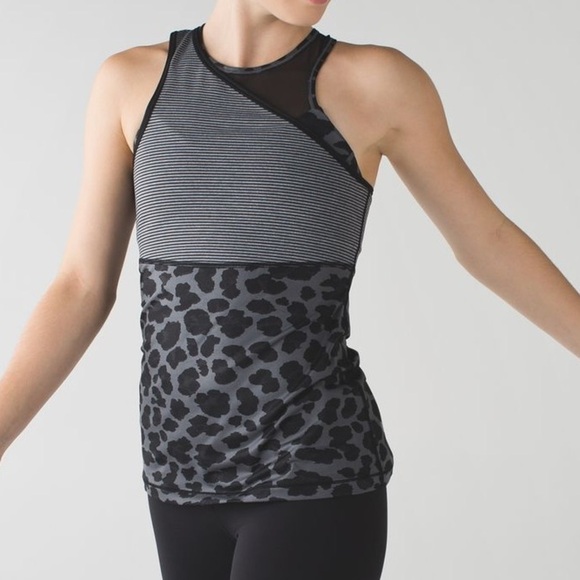 Lululemon Meshed Up Tank Top Mini Pop Stripe Heathered Slate Black  Size 4 - Picture 3 of 13